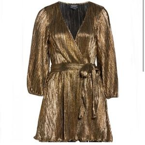 Bardot metallic gold dress